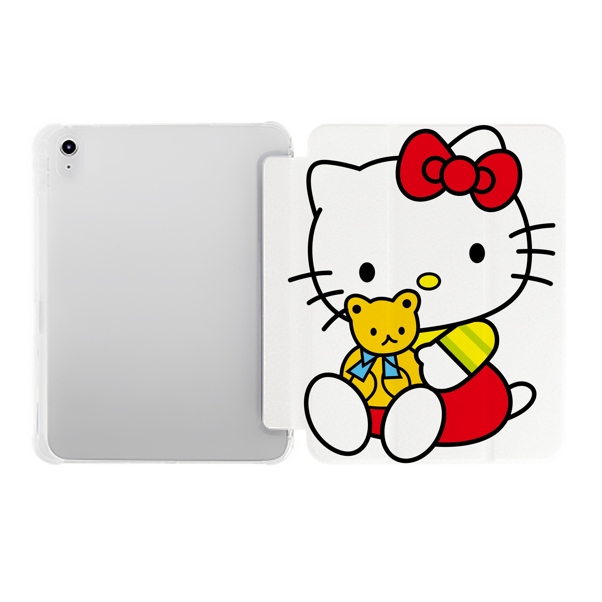 （画像用） Hello Kitty ハローキティ IPad ケース ペン収納付き 三つ折りスタンド PUレザー×シリコン 対応機種9.5/10.5/10.9インチ